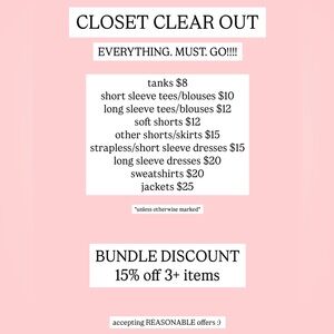 Closet Clear Out Sale